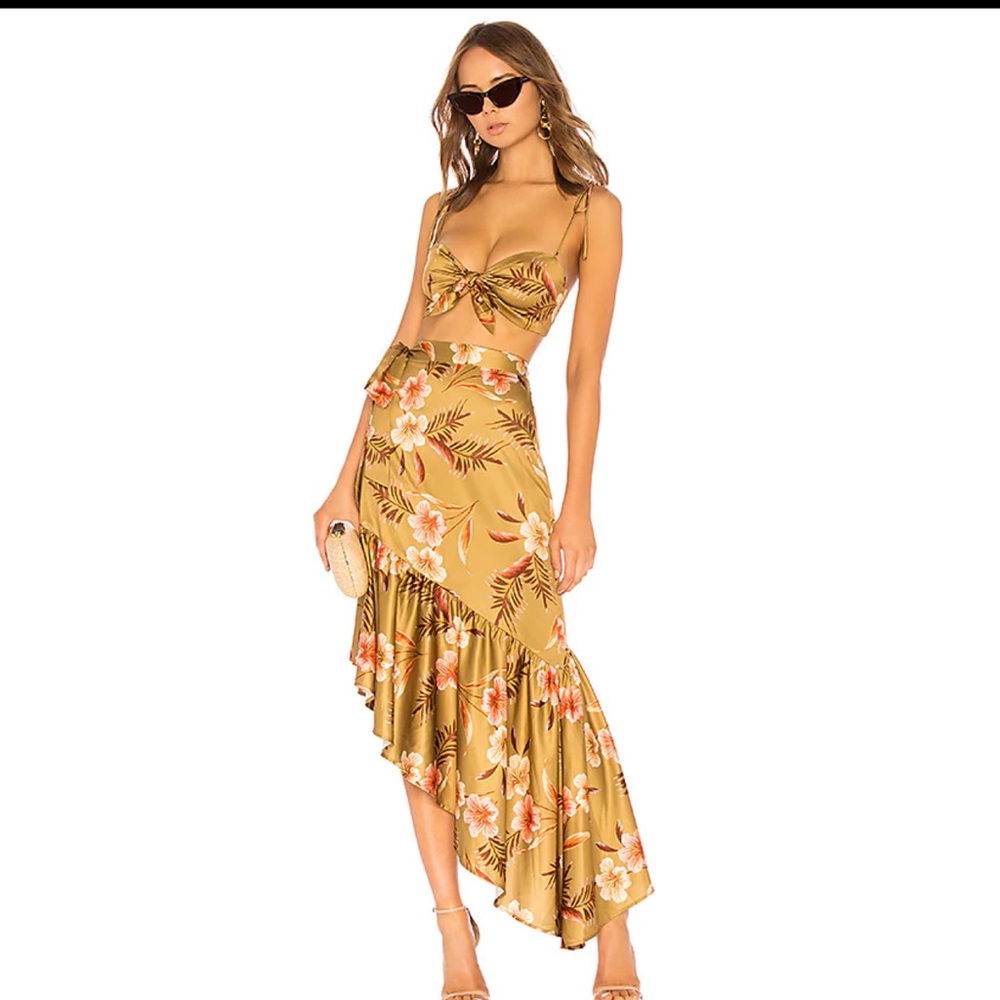 Revolve x LPA Lush Tropics Skirt and Crop Top Set